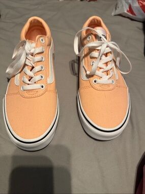 Vans Peach Canvas Low-Top Sneakers with White Accents